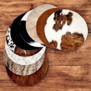 Handcrafted coasters made from Nguni and Zebra hide