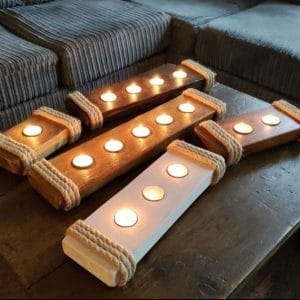 Rustic candle holder made from solid wood